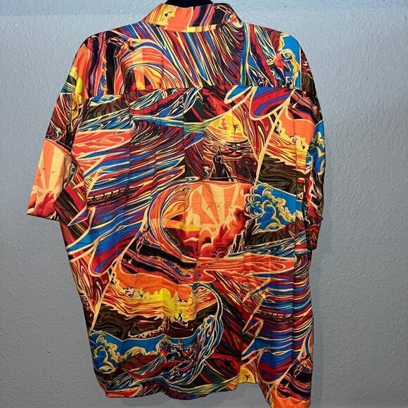 KAI Clothing Hypnotik Wave Ocean Outrigger Hawaiian Made Aloha Popover Shirt 3XL - Picture 6 of 14